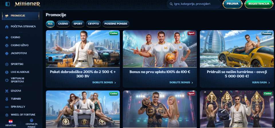 Snimka zaslona promotivne stranice milijunaša