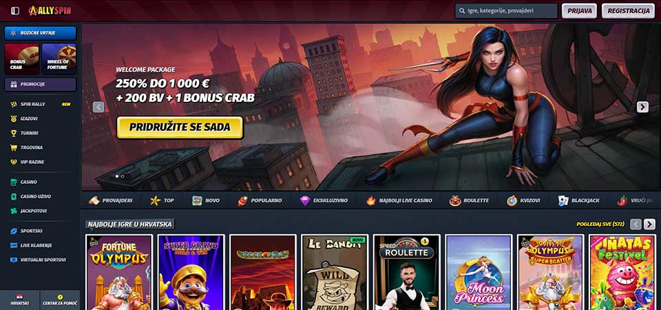 Snimka zaslona početne stranice Allyspina