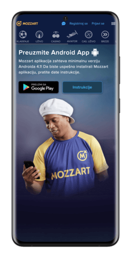 Snimka zaslona koraka 1 za preuzimanje Mozzart Android aplikacije
