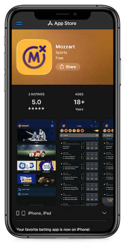 Snimka zaslona koraka 2 za preuzimanje Mozzart iOS aplikacije