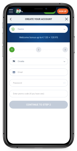Snimka zaslona stranice za registraciju
