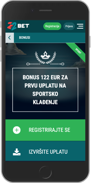 Snimka zaslona za mobilni uređaj za 22Bet bonus dobrodošlice