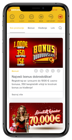 snimka zaslona bonus stranice