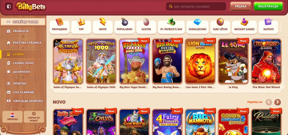 Snimka zaslona stranice BillyBets kasina 
