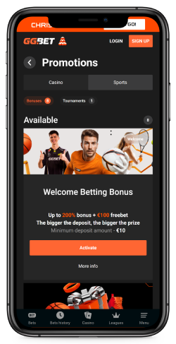 Snimka zaslona bonus stranice GGbet