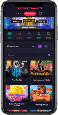 Snimka zaslona mobilne verzije početne stranice Vavada Casina
