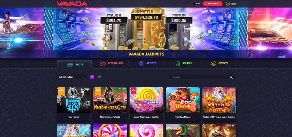 Snimka zaslona stranice s automatima na Vavadi