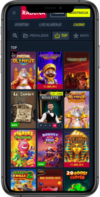 Snimka zaslona mobilnih vrhunskih kasino igara na Raboni