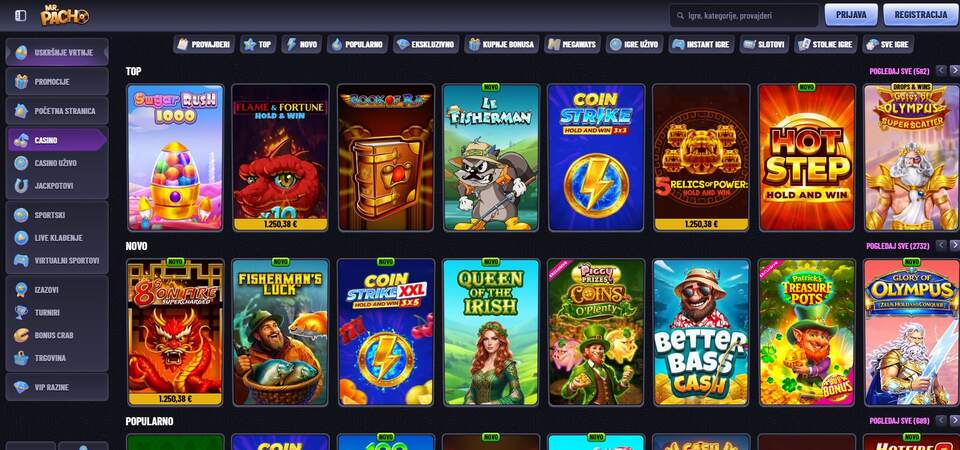 Glavna stranica kasina MrPacho