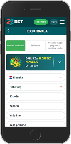 Snimka zaslona mobilne stranice za registraciju 22bet 2