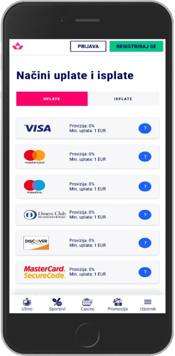 Snimka zaslona načina plaćanja 2