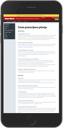 Snimok zaslona s često postavljanim pitanjima - iOS