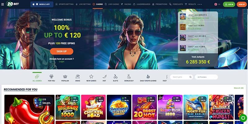 Snimka zaslona stranice kasina 20Bet