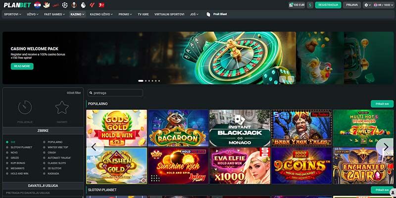 Snimka zaslona stranice PLANBET kasina