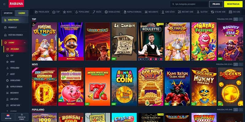 Snimka zaslona stranice kasina Rabona