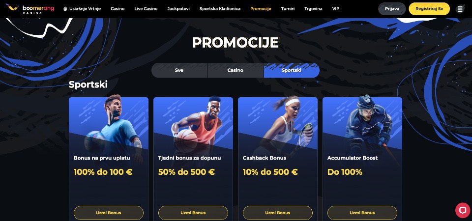 Boomerang casino bonusi