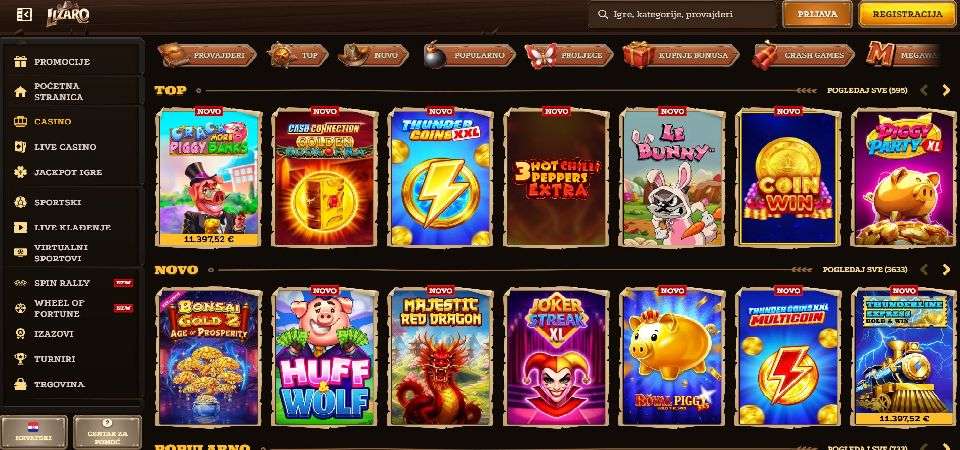 Pregled Lizaro Casino sekcije