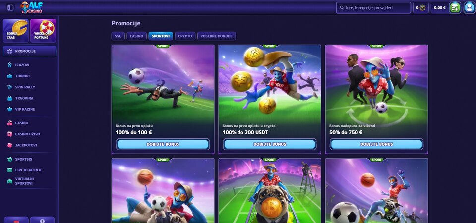 Snimka zaslona stranice promocija AlfCasino 