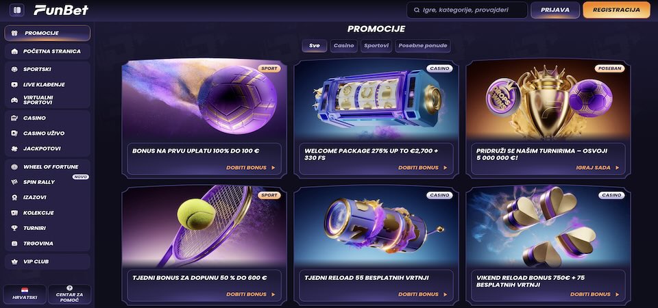 Snimka zaslona promotivne stranice FunBeta