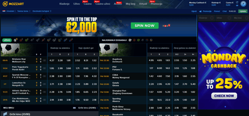 Glavna stranica Mozzart