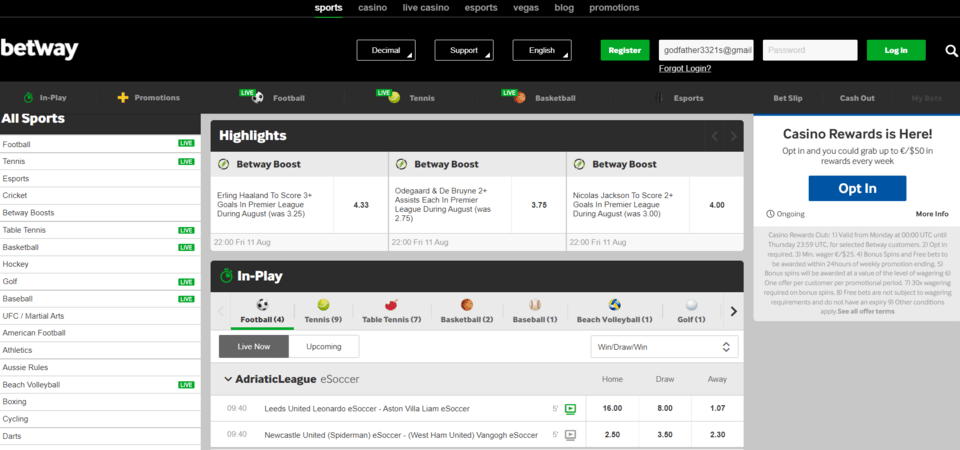 Betway forme klađenja
